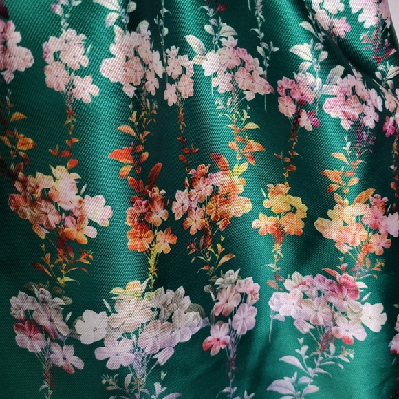 ModCloth Liz Luxe Emerald Floral Fit & Flare Dress XXL NWT Satin Garden Party - Picture 10 of 15